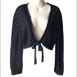RQT Black Tie-Front Sweater - LG